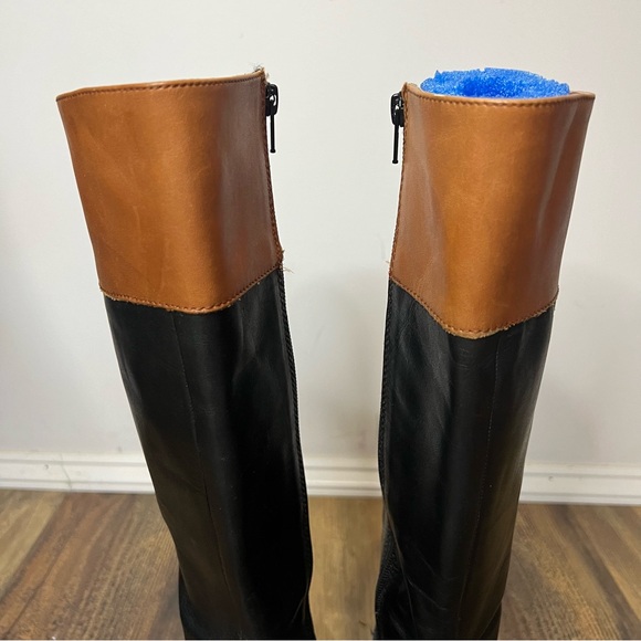 Gianni Bini Black Brown Tall Side Zip Riding Boots SZ 8 - Picture 4 of 11